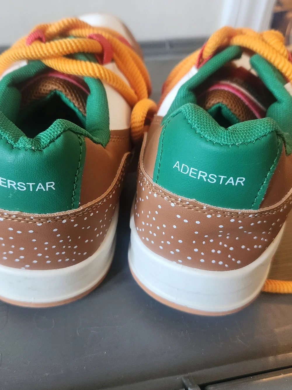 Men's Multicolor Casual Sneakers with Green Upper and Brown Accents. - Picture 3 of 4